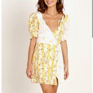 For Love & Lemons Savannah Wrap Mini Dress Buttercreme large size